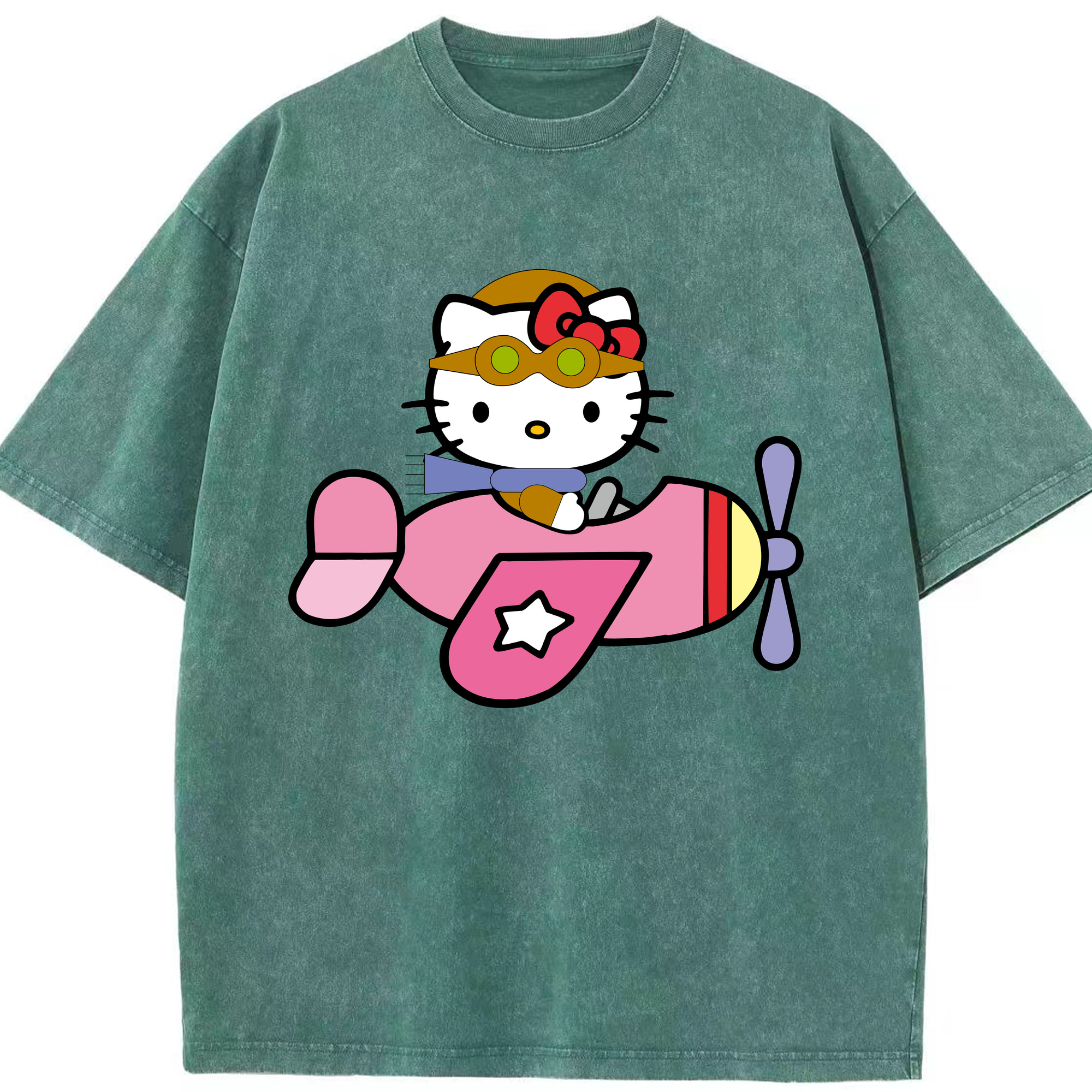 （画像用） Hello Kitty ハローキティ 綿100% ヴィンテージ風 半袖Tシャツ（フロントプリント）